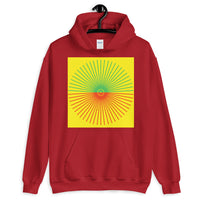 Green & Red Cube Spokes Yellow BG Unisex Hoodie Abyssinian Kiosk Fashion Cotton Apparel Clothing Gildan Original Art