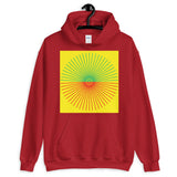 Green & Red Cube Spokes Yellow BG Unisex Hoodie Abyssinian Kiosk Fashion Cotton Apparel Clothing Gildan Original Art