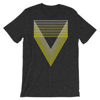 Yellow Chiaroscuro Triangles Unisex T-Shirt From Light to Bold Color Abyssinian Kiosk Fashion Cotton Apparel Clothing Bella Canvas Original Art