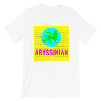 Abyssinian Logo Yellow Background Unisex T-Shirt Abyssinian Kiosk Ethiopian Lion of Judah Amharic Ethiopia Bella Canvas Original Art