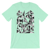 Grey Triangles Unisex T-Shirt Abyssinian Kiosk Falling Triangles Fashion Cotton Apparel Clothing Bella Canvas Original Art