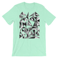 Grey Triangles Unisex T-Shirt Abyssinian Kiosk Falling Triangles Fashion Cotton Apparel Clothing Bella Canvas Original Art