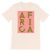Africa Yellow Letters Red Grid Unisex T-Shirt Abyssinian Kiosk Fashion Cotton Apparel Clothing Bella Canvas Original Art 