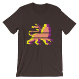 Yellow Magenta Diagonal Lines Unisex T-Shirt Abyssinian Kiosk Ethiopian Lion of Judah Bella Canvas Original Art Abyssinian Kiosk Fashion Cotton Apparel Clothing