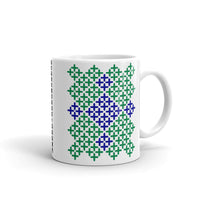 Dark Green & Navy Blue Cross Pattern Kaffa Mug