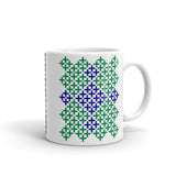 Dark Green & Navy Blue Cross Pattern Kaffa Mug
