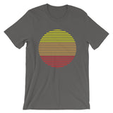 Yellow to Red Lined Circle Unisex T-Shirt Abyssinian Kiosk Fashion Cotton Apparel Clothing Bella Canvas Original Art