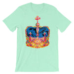 Funky Crown Blue Unisex T-Shirt Abyssinian Kiosk Empress Menen Crown Haile Selassie Colors African Royal Royalty Fashion Cotton Apparel Clothing Bella Canvas Original Art