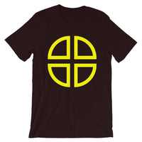 Between the Lines Cross Yellow Unisex T-Shirt Abyssinian Kiosk Ethiopian Coptic Orthodox Tewahedo Christian Bella Canvas Original Art Fashion Cotton Apparel Clothing