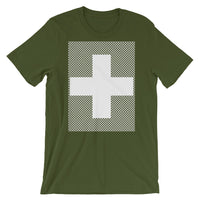 White Criss White Cross Unisex T-Shirt Abyssinian Kiosk Equal Arm Cross Christian Criss Cross Lines Bella Canvas Original Art Fashion Cotton Apparel Clothing