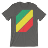 Green Yellow Red Stripes Unisex T-Shirt Abyssinian Kiosk Diagonal Stripes Fashion Cotton Apparel Clothing Bella Canvas Original Art