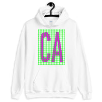 Magenta Green Grid CA Unisex Hoodie Gildan Original Art Abyssinian Kiosk Fashion Cotton Apparel Clothing California State America US