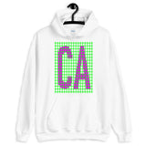 Magenta Green Grid CA Unisex Hoodie Gildan Original Art Abyssinian Kiosk Fashion Cotton Apparel Clothing California State America US