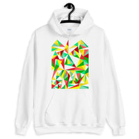 Green Yellow Red Triangles Unisex Hoodie Abyssinian Kiosk Falling Triangles Fashion Cotton Apparel Clothing Gildan Original Art