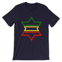 Green, Yellow, Red Outline Star of David Unisex T-Shirt Abyssinian Kiosk Green Yellow Red Outline Separated Into 3 Parts Star Jewish Falasha Ethiopia Bella Canvas Original Art Fashion Cotton Apparel Clothing