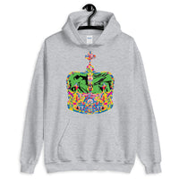 Funky Crown Green Unisex Hoodie Abyssinian Kiosk Empress Menen Crown Haile Selassie Colors African Royal Royalty Fashion Cotton Apparel Clothing Gildan Original Art