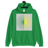Half Blank Half Yellow Cube Spokes Grey BG Unisex Hoodie Abyssinian Kiosk Squares Bicycle Spokes Background Fashion Cotton Apparel Clothing Gildan Original Art
