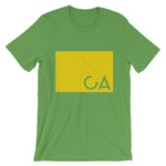 CA Cut Out Yellow Unisex T-Shirt Bella Canvas Original Art Abyssinian Kiosk Fashion Cotton Apparel Clothing California State America US