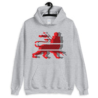 Red Black Lion Diagonal Lines Unisex Hoodie Abyssinian Kiosk Ethiopian Lion of Judah Gildan Original Art Abyssinian Kiosk Fashion Cotton Apparel Clothing