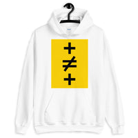 Crosses Not Made Equal Unisex Hoodie Abyssinian Kiosk Plus Sign Not Equal to Mathematics Yellow Black Gildan Original Art Fashion Cotton Apparel Clothing