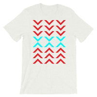 Arrows Down Up Red Cyan Unisex T-Shirt Abyssinian Kiosk Fashion Cotton Apparel Clothing Bella Canvas Original Art