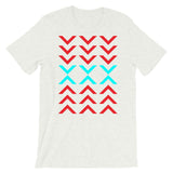 Arrows Down Up Red Cyan Unisex T-Shirt Abyssinian Kiosk Fashion Cotton Apparel Clothing Bella Canvas Original Art