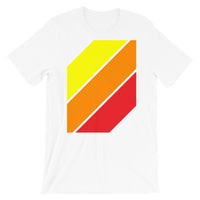 Yellow Orange Red Stripes Unisex T-Shirt Abyssinian Kiosk Diagonal Stripes Fashion Cotton Apparel Clothing Bella Canvas Original Art