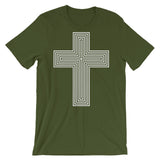 White & Empty Maze Cross Unisex T-Shirt Abyssinian Kiosk Christian Jesus Religion Lined Latin Cross Bella Canvas Original Art Fashion Cotton Apparel Clothing