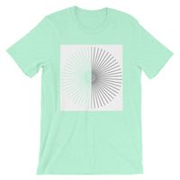 Half Blank Half Grey Cube Spokes White BG Unisex T-Shirt Abyssinian Kiosk Squares Bicycle Spokes Background Fashion Cotton Apparel Clothing Bella Canvas Original Art