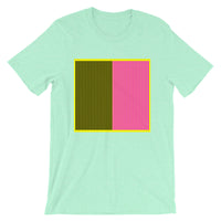 Yellow Back Black Magenta Lines Unisex T-Shirt Square Abyssinian Kiosk Fashion Cotton Apparel Clothing Bella Canvas Original Art 