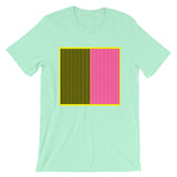 Yellow Back Black Magenta Lines Unisex T-Shirt Square Abyssinian Kiosk Fashion Cotton Apparel Clothing Bella Canvas Original Art 