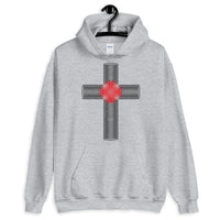 Black & Red Ellipse Cross Unisex Hoodie Abyssinian Kiosk Christian Jesus Religion Cross Gildan Original Art Fashion Cotton Apparel Clothing