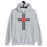 Black & Red Ellipse Cross Unisex Hoodie Abyssinian Kiosk Christian Jesus Religion Cross Gildan Original Art Fashion Cotton Apparel Clothing