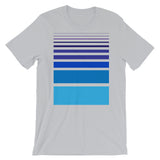 Purple to Blue Unisex T-Shirt Bars and Lines Orange Abyssinian Kiosk Fashion Cotton Apparel Clothing Bella Canvas Original Art 