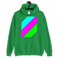 Cyan Magenta Green Stripes Unisex Hoodie Abyssinian Kiosk Diagonal Stripes Fashion Cotton Apparel Clothing Gildan Original Art