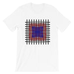 Black Red Blue Ellipses Unisex T-Shirt Abyssinian Kiosk Fashion Ellipses Inside Ellipses Cotton Apparel Clothing Bella Canvas Original Art