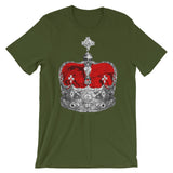 Greyscale & Red Crown Unisex T-Shirt Abyssinian Kiosk Empress Menen Crown Haile Selassie Red Velvet African Royal Royalty Fashion Cotton Apparel Clothing Bella Canvas Original Art