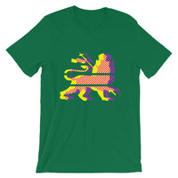 Yellow Magenta Diagonal Lines Unisex T-Shirt Abyssinian Kiosk Ethiopian Lion of Judah Bella Canvas Original Art Abyssinian Kiosk Fashion Cotton Apparel Clothing