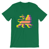 Yellow Magenta Diagonal Lines Unisex T-Shirt Abyssinian Kiosk Ethiopian Lion of Judah Bella Canvas Original Art Abyssinian Kiosk Fashion Cotton Apparel Clothing
