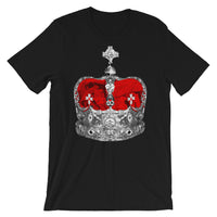 Greyscale & Red Crown Unisex T-Shirt Abyssinian Kiosk Empress Menen Crown Haile Selassie Red Velvet African Royal Royalty Fashion Cotton Apparel Clothing Bella Canvas Original Art