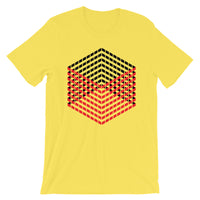 Red Black Cube Illusion Unisex T-Shirt Abyssinian Kiosk 3D Bars Polygon Fashion Cotton Apparel Clothing Bella Canvas Original Art