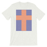 Orange Cross Navy Blue Lines Unisex T-Shirt Abyssinian Kiosk Christian Jesus Religion Lined Latin Cross Bella Canvas Original Art Fashion Cotton Apparel Clothing