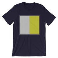 Grey Back White Yellow Lines Unisex T-Shirt Square Abyssinian Kiosk Fashion Cotton Apparel Clothing Bella Canvas Original Art