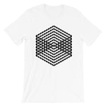 Black Cube Illusion Unisex T-Shirt Abyssinian Kiosk 3D Bars Polygon Fashion Cotton Apparel Clothing Bella Canvas Original Art