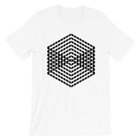 Black Cube Illusion Unisex T-Shirt Abyssinian Kiosk 3D Bars Polygon Fashion Cotton Apparel Clothing Bella Canvas Original Art