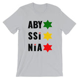 Abyssinia Black Letters Stars of David Unisex T-Shirt Ethiopian Lion of Judah Abyssinian Kiosk Abyssinia Ethiopia Flag