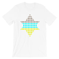 Brown, Cyan, Yellow Lime Boxes Star of David Unisex T-Shirt Abyssinian Kiosk Rectangles Jewish Falasha Abyssinia Ethiopia Bella Canvas Original Art Fashion Cotton Apparel Clothing