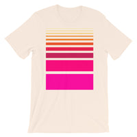 Pink to Yellow Unisex T-Shirt Thick Bars to Thin Lines Abyssinian Kiosk Fashion Cotton Apparel Clothing Bella Canvas Original Art