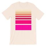 Pink to Yellow Unisex T-Shirt Thick Bars to Thin Lines Abyssinian Kiosk Fashion Cotton Apparel Clothing Bella Canvas Original Art