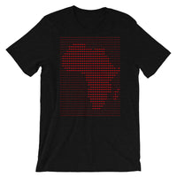 Africa Red Dashes Unisex T-Shirt Abyssinian Kiosk Scantron Map Bella Canvas Original Art Fashion Cotton Apparel Clothing